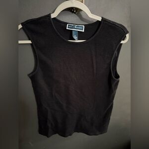 Karen Scott Ribbed Sleeveless Sweater Top Size XL Black Women's